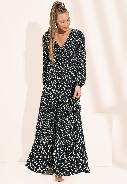 Vestido Negro-Blanco Maaji Ditsy Daisy Luna