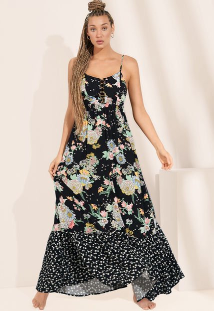 Vestido Negro-Multicolor Maaji Bouquet Scarlett Long Dress - Compra Ahora |  Dafiti Colombia