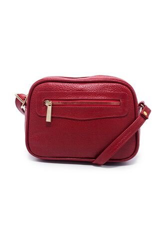 Bolso Manos Libres Macoly 788 Cuero Rojo Liso Oro Macoly