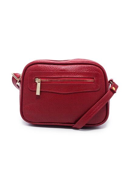 Bolso Manos Libres Macoly 788 Cuero Rojo Liso Oro