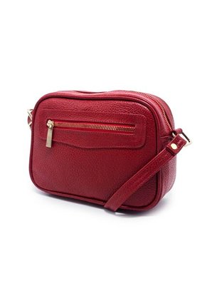 Bolso Manos Libres Macoly 788 Cuero Rojo Liso Oro