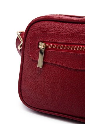 Bolso Manos Libres Macoly 788 Cuero Rojo Liso Oro