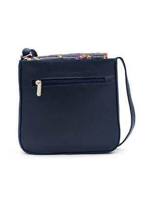 Bolso Manos Libres C321 En Cuero Tala Azul Mariposas Grandes