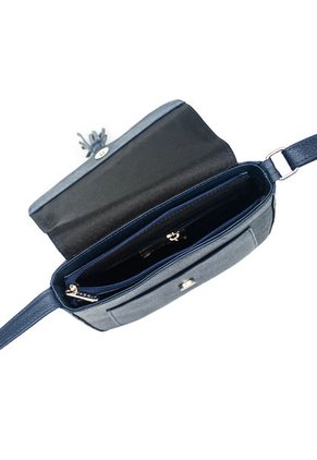 Bolso Manos Libres C321 En Cuero Tala Azul Mariposas Grandes