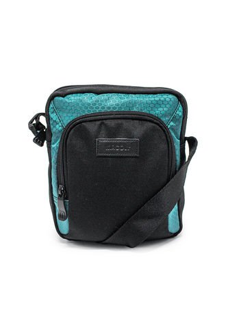 Bolso Manos Libres Macoly 278 Lona Negro X Verde Turquesa Macoly