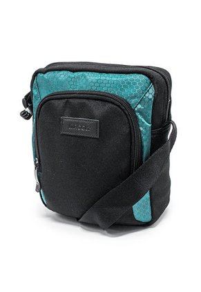 Bolso Manos Libres Macoly 278 Lona Negro X Verde Turquesa