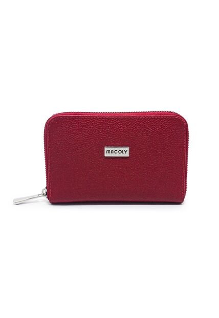 Billetera Mediana Macoly A042 Cuero Rojo Liso Niquel