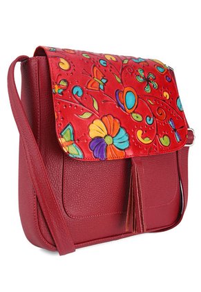 Manos Libres C321 En Cuero Tala Rojo Flores