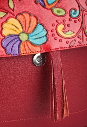 Manos Libres C321 En Cuero Tala Rojo Flores