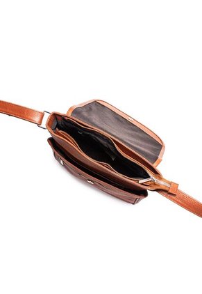 Bolso Manos Libres Macoly 037 Cuero Miel Liso Niquel