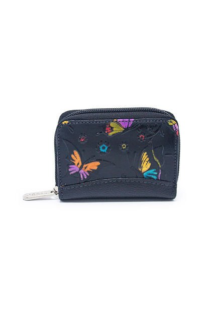 Portadocumentos C645 Cuero Tala Negro Mariposas Grande