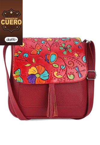 Manos Libres C321 En Cuero Tala Rojo Flores Macoly