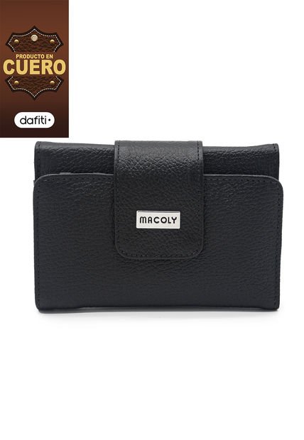 Billetera Mediana Macoly A016 Cuero Negro Liso
