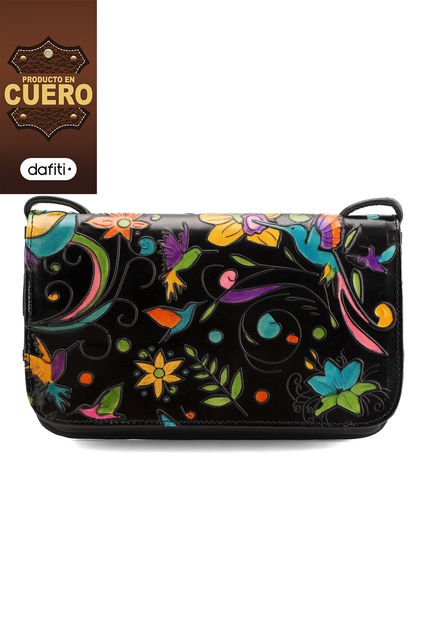 Pasaportera Macoly C333 Cuero Negro Pájaros