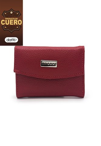 Billetera Mini A035 Cuero Rojo Liso Macoly