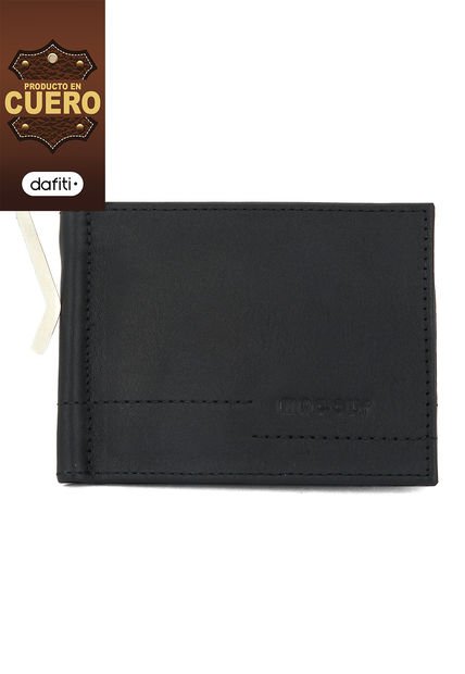 Portabilletes 322 Cuero Negro Costura Negra