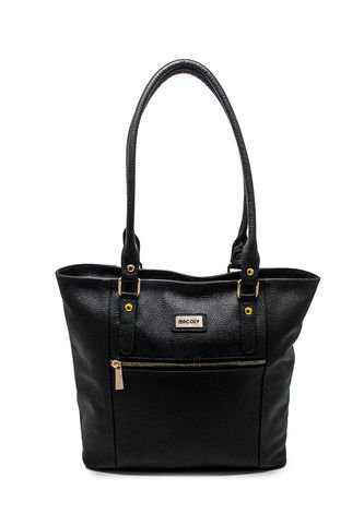 Bolso De Hombro Macoly 1024 Cuero Negro Liso Macoly