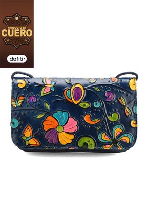 Pasaportera C333 Cuero Tala Azul Flores