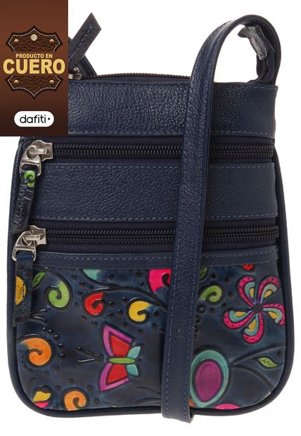 Bolso Manos Libres 320 Cuero Tala Azul Flores