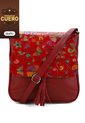 Bolso Manos Libres C325 Cuero Tala Rojo Flores de Macoly
