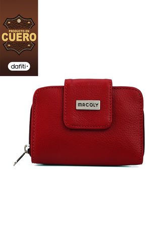 Billetera Mini Macoly A017 Cuero Rojo Liso Macoly