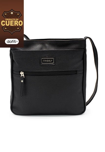 Bolso Manos Libres Macoly 861 Cuero Negro Liso