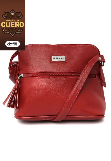 Bolso Manos Libres Macoly 789 Cuero Rojo