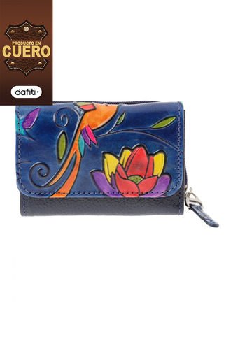 Portabilletes PB20 Cuero Tala Azul Pajaros Macoly