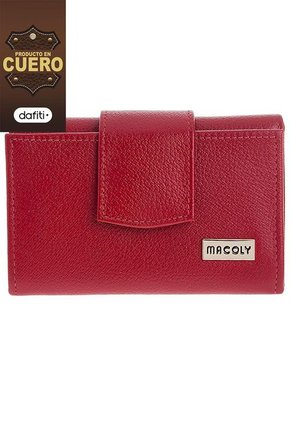 Billetera Pequeña Macoly 046 Cuero Rojo Liso