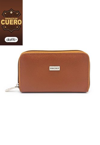 Billetera Mediana Macoly A03 Cuero Miel Liso Macoly