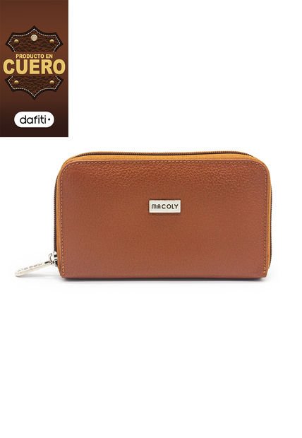 Billetera Mediana Macoly A03 Cuero Miel Liso