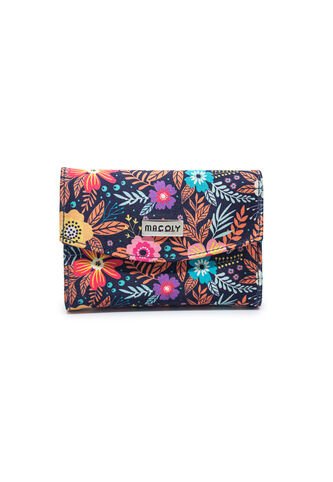 Billetera Mini Macoly A035 Flora Azul  Macoly