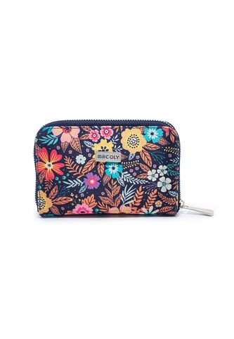 Billetera Mediana Macoly A026 Flora Azul Crem Niquel Macoly