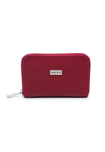 Billetera Mediana Macoly A042 Cuero Rojo Liso Niquel