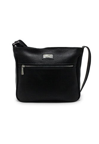 Bolso Manos Libres Mediano 792 Cuero Negro Liso Niquel Macoly