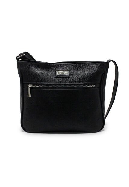 Bolso Manos Libres Mediano 792 Cuero Negro Liso Niquel