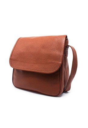 Bolso Manos Libres Macoly 037 Cuero Miel Liso Niquel