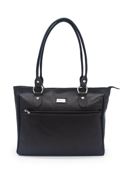 Bolso De Hombro Macoly 1013 Cuero Negro Liso