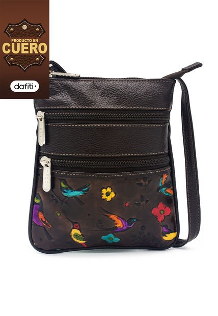 Bolso Manos Libres 320 Cuero Tala Cafe Pajaros