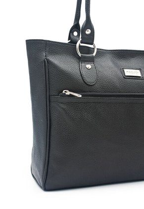 Bolso De Hombro Macoly 1013 Cuero Negro Liso