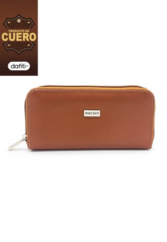 Billetera Grande Macoly A04 Cuero Miel Liso Macoly