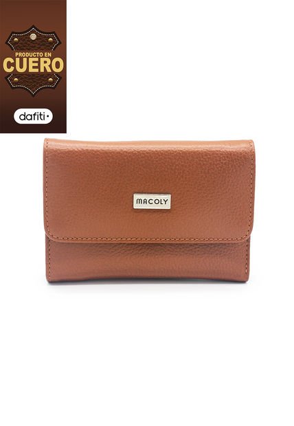 Billetera Mediana Macoly A015 Cuero Miel Liso