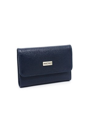 Billetera Mediana A015 Cuero Azul Liso