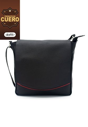 Bolso Manos Libres 1017 Cuero Negro Liso Macoly