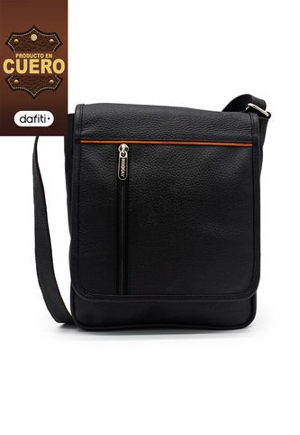 Bolso Manos Libres 1018 Cuero Negro Linea Miel Macoly