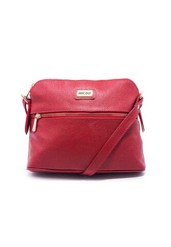 Bolso Manos Libres Macoly 789 Cuero Rojo Liso Oro Macoly