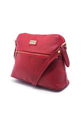 Bolso Manos Libres Macoly 789 Cuero Rojo Liso Oro