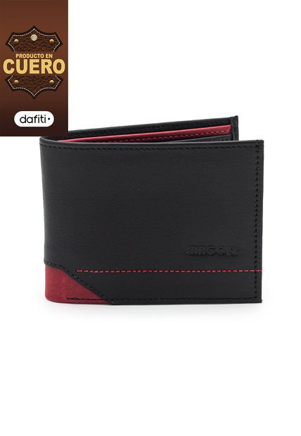 Billetera Hombre 330 Cuero Negro X Rojo