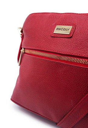 Bolso Manos Libres Macoly 789 Cuero Rojo Liso Oro