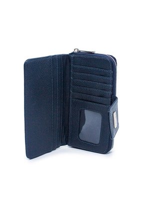 Billetera Grande A011 Cuero Azul Liso Niquel